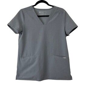 Figs Casma Three Pocket Women's Scrub Top Size S Grey EUC